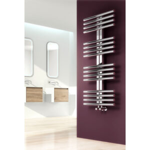 A sleek and stylish stainless steel radiator adds a modern touch to any living space.