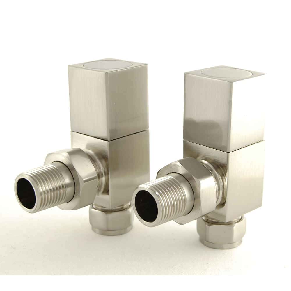 Cubex Square Angled Radiator Valves Satin