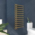 Image of a high-quality, premium gold radiator designed for indoor heating, showcasing its sleek and luxurious design, indicative of superior comfort and efficiency