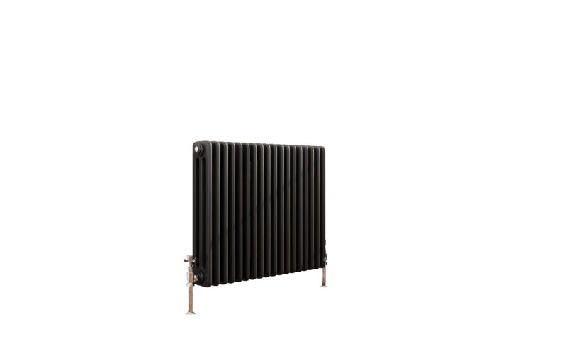 This is a 3 column traditional radiator in matt black It has a height of 600mm and a width of 821mm